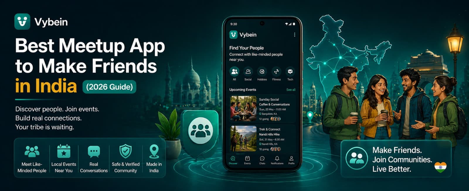 Vybein: Best App to Make Friends & Find Nearby People in India (2026)